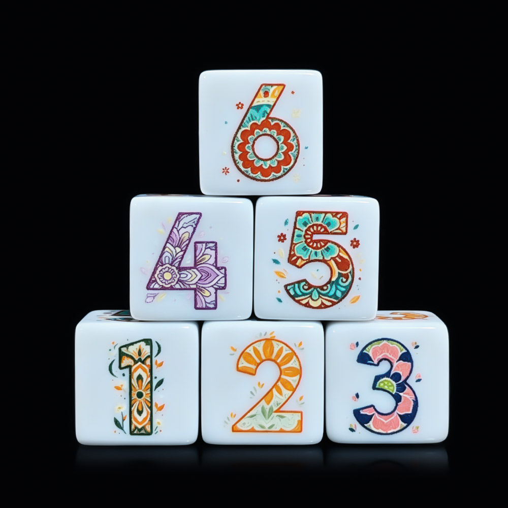 Party Games App - 12개 프린트 만다라 꽃무늬 D6 주사위