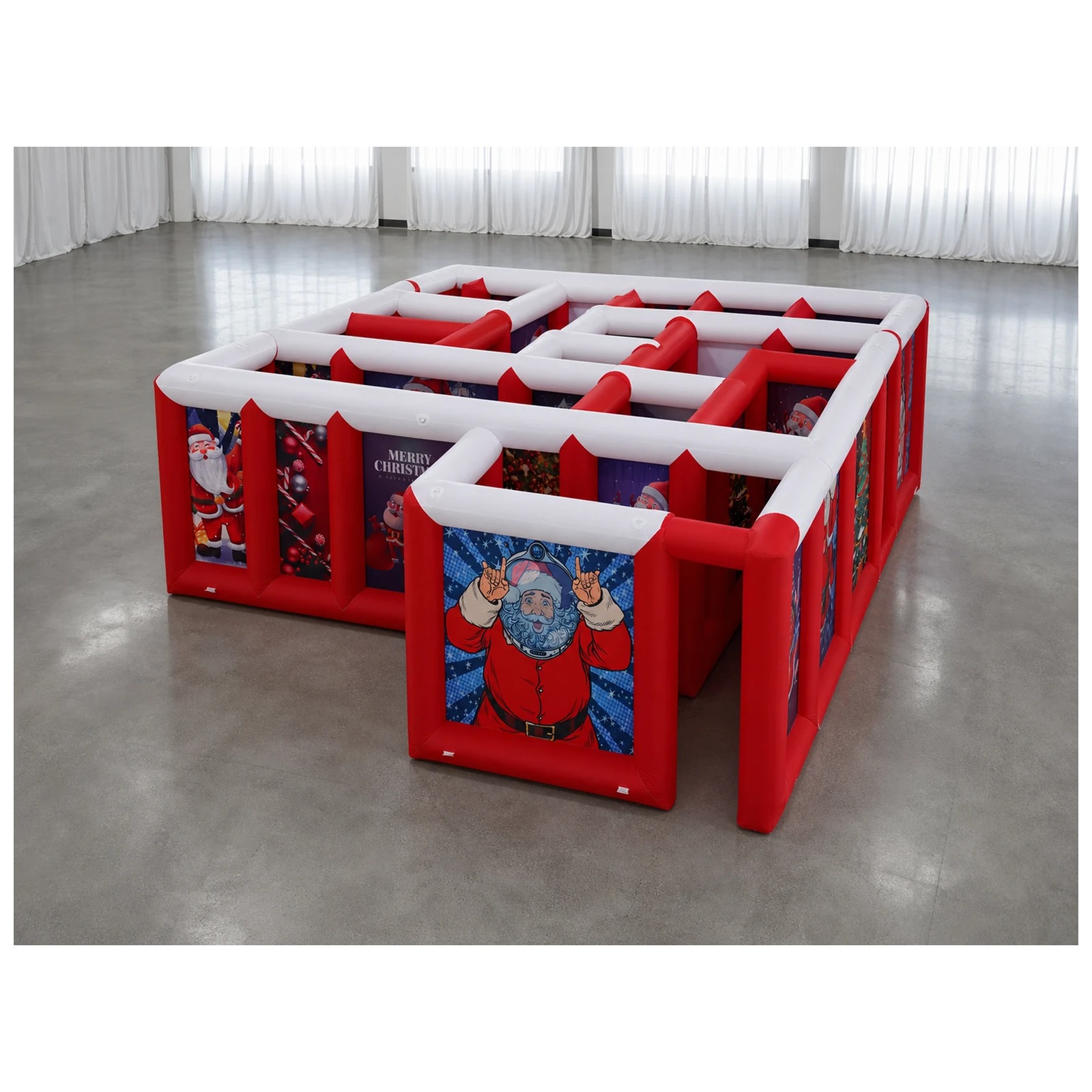 Party Games Kids - 대형 빨간색과 흰색 평평한 지붕의 에어바운스